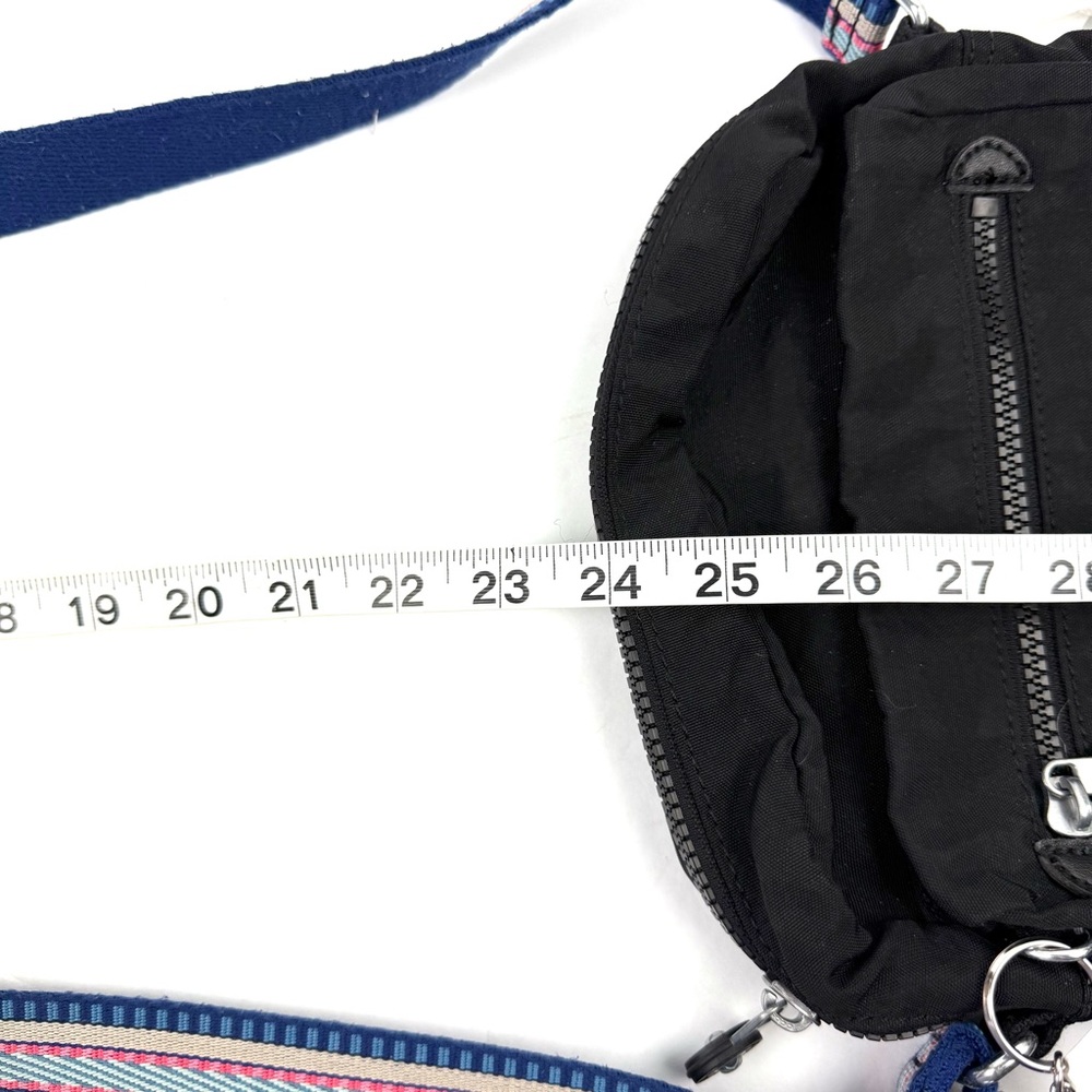 Kipling Crossbody Bag Black Striped Strap‎ Handbag Purse Unique Saddle Handbag - Picture 11 of 11